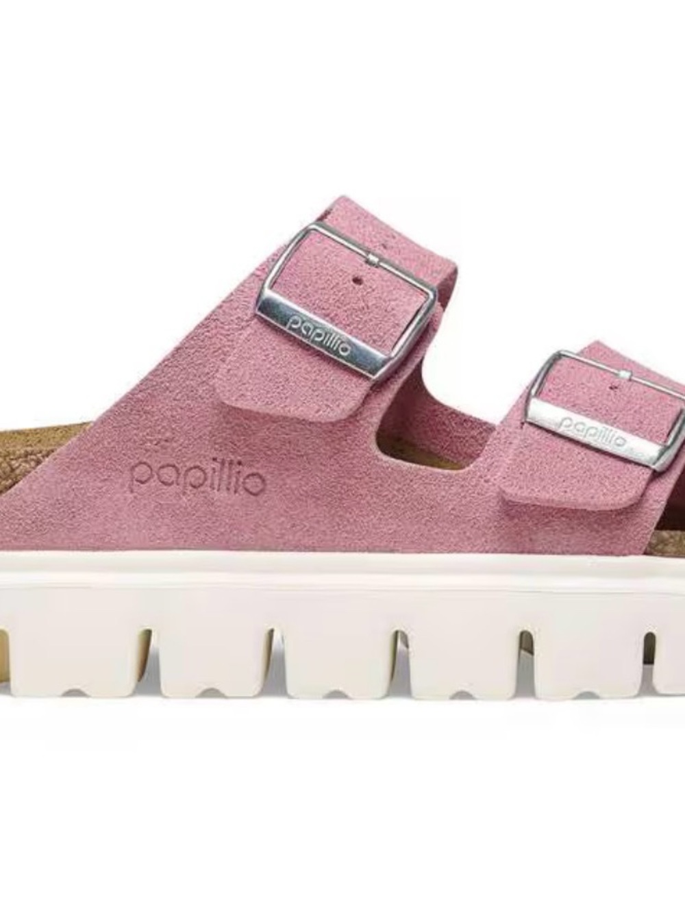 Papillio Candy Pink Suede Two-Strap Lug Sandals by Birkenstock. NWT - Picture 2 of 8